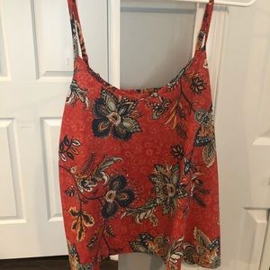 Printed loose v neck tank top